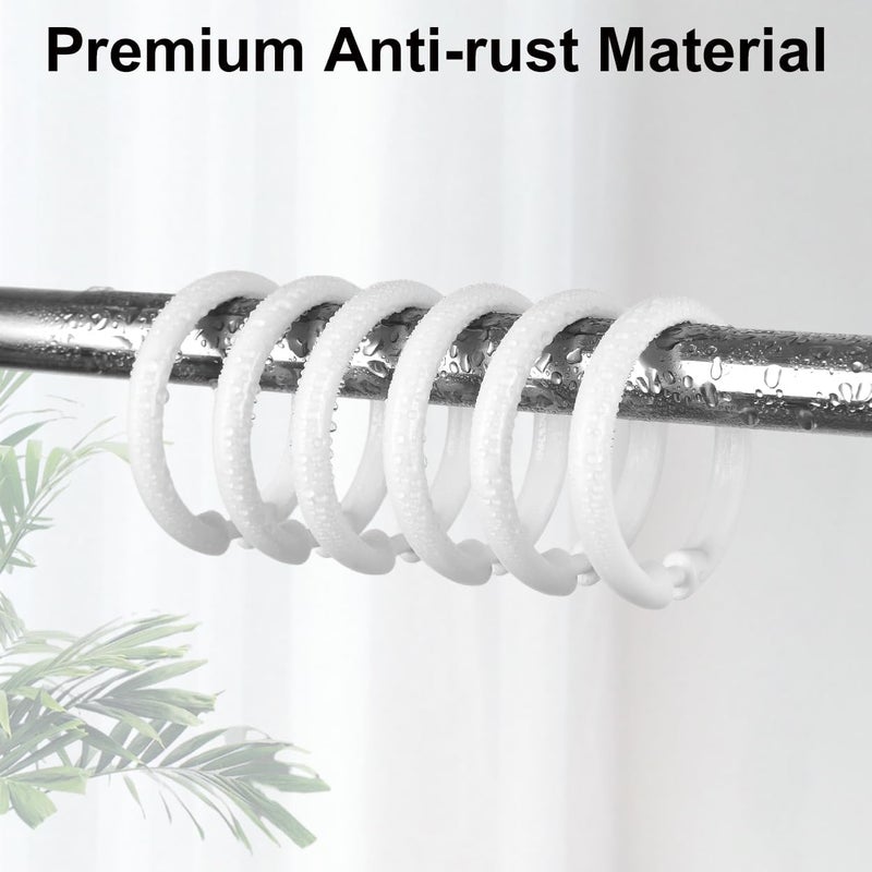 Kutesna 24PCS Shower Curtain Hooks,White Shower Curtain Rings,Plastic Shower Hooks,Easy to Snap Closure,Rust Proof Anti-Drop Shower Rings,Smooth Sliding Curtain Hooks for Bathroom Shower Rods Curtains - Image 4